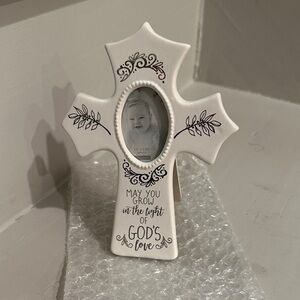 White Decorative Cross Photo Frame - Inspirational Home Accent